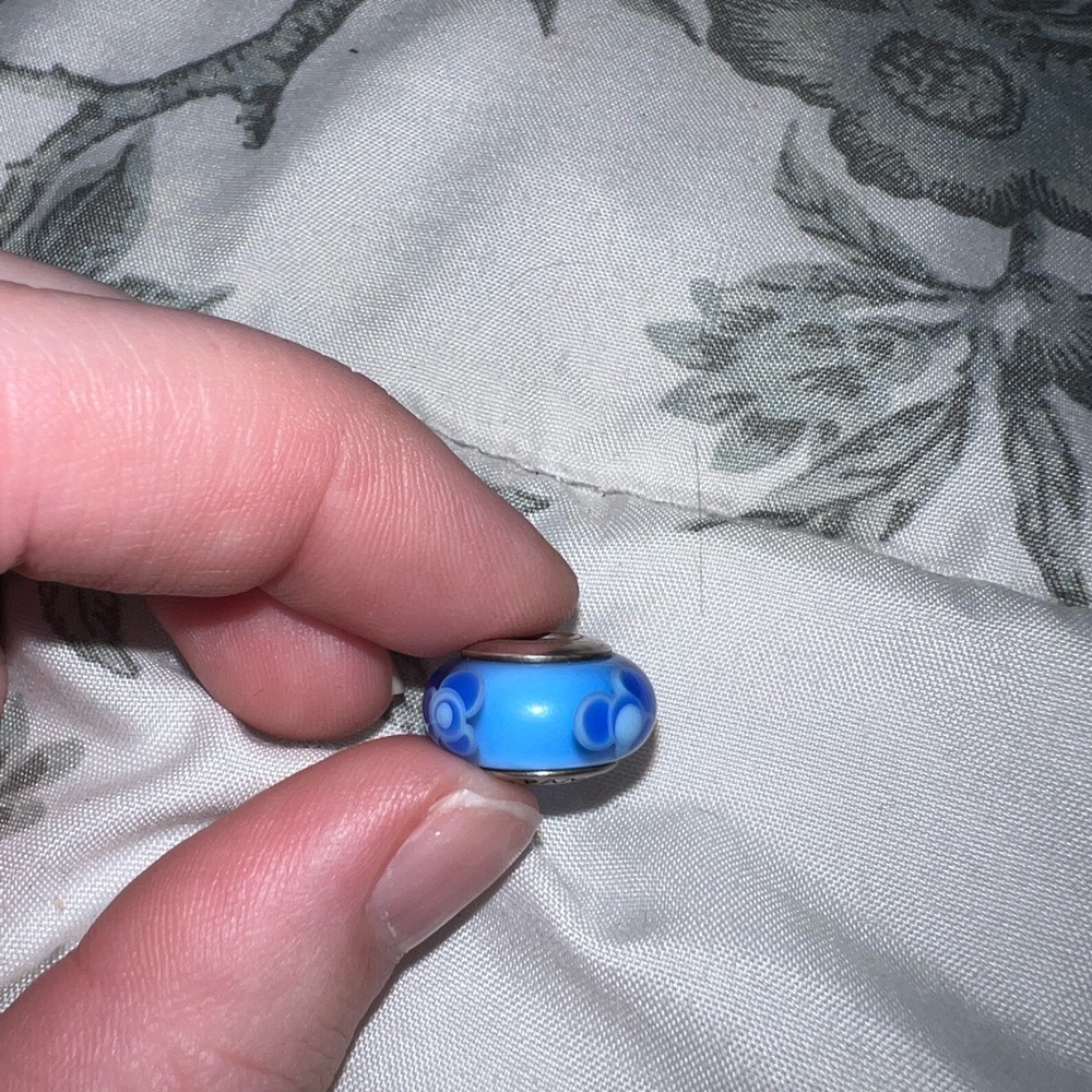 Pandora floral blue charm bracelet charm